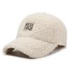 Women Embroidered Letter Hat Lamb Wool Autumn Winter Baseball Cap