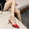 Rivet High Heels Frauen Stiletto Spitzschuh Schuhe Frauen Sommer Alle-match Sexy Orange frauen Schuhe Sandalen