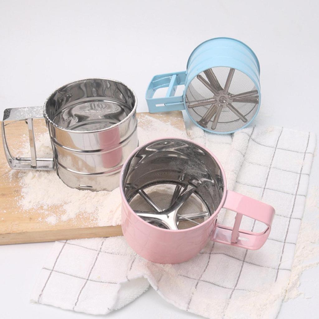 Stainless Steel Flour Sifter Powder Sifters Manual Shaker Sieve Cup Fine Mesh Baking Powder Sifter For Baking And Sieving
