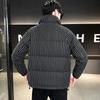 Trendy Brand Men's 2025 Winter White Duck Down Striped Puffer Jacket with Gold Thread and Soft Fur