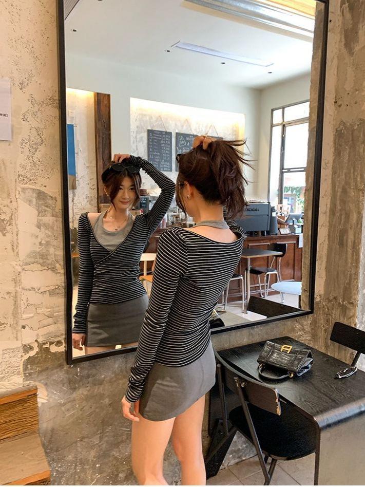 In-Stock Women's Black Long Sleeve Two-Piece Base Layer Tunic – Autumn Collection