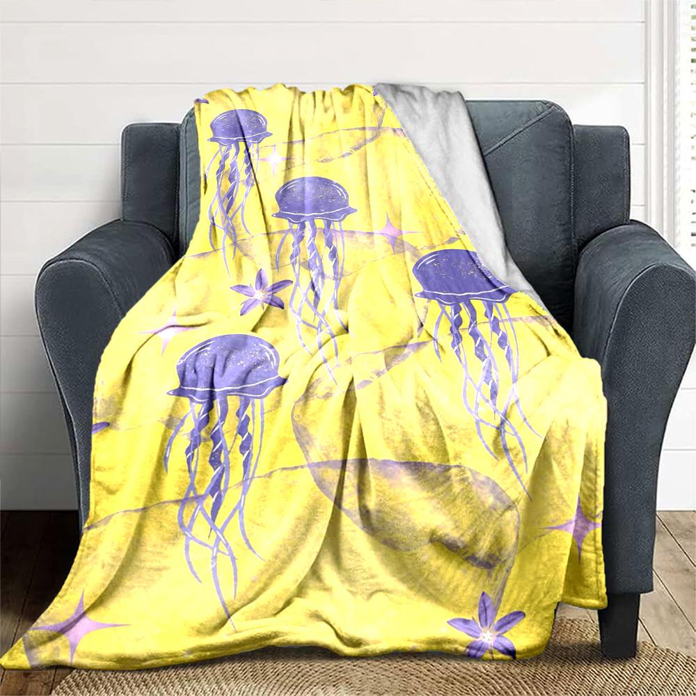 Meeresfisch Qualle Muschel Druck Flanell Decke Hohe Qualität Warm Bequem Decke für Alle Jahreszeiten Perfekt für Geschenke Heimdeko