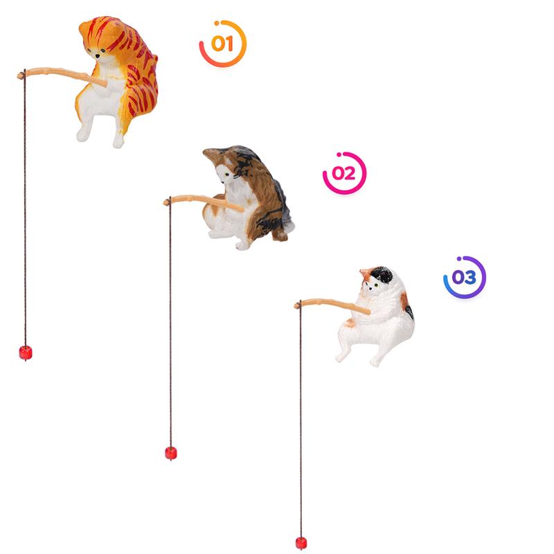 

3/4/5PCS Aquarium Fishing Cat Hanging Creative Landscape Decoration Desktop Fish Tank Cat Fishing Micro Landscape Decorations