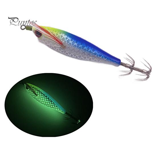 Shrimp Bait 5g/8cm Wood Luminous Realistic Fish Eye Sharp Hook Vivid Bright Color Fishing Universal Squid Jigging Artificial Wobblers for Sea