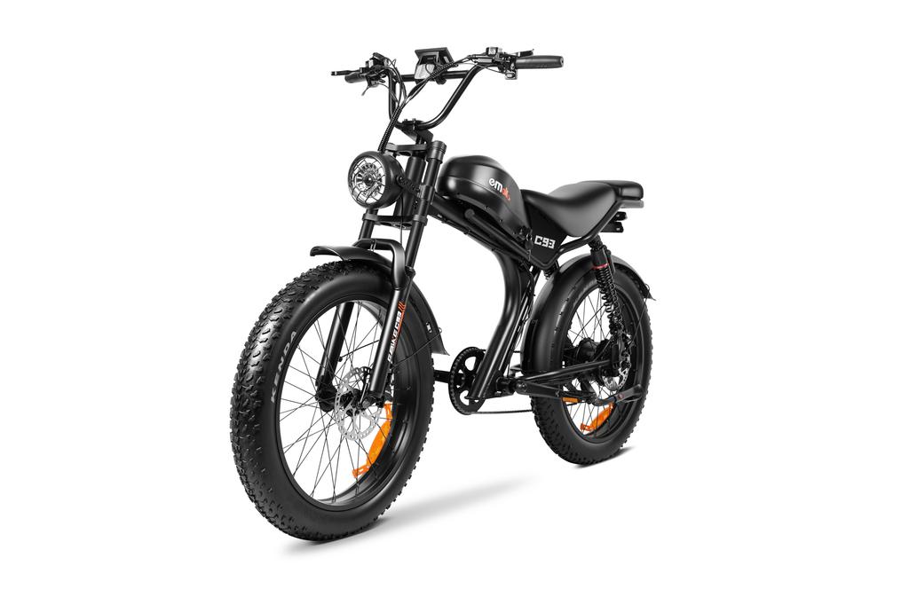 EMOKO C93pro-24 Retro E-bike, 24x4-inch Off-road Fat Tires, 48V 23Ah Battery, Full Suspension System, Hydraulic Brakes.