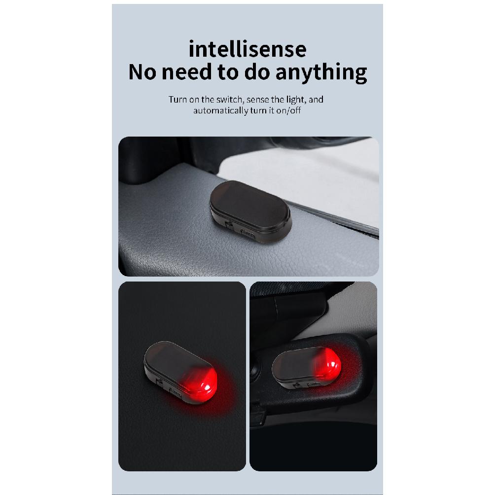 1pc Car Fake Security Light Solar Powered Simulated Dummy Alarm Wireless Warning Anti-Theft Caution Lamp LED Flashing Lights Dome Lights 6