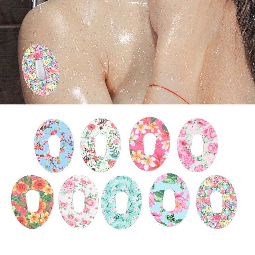 30 Pcs Sensor Covers for G6 9 Flower Patterns Adhesive Nonwoven Pre Designed Hole Breathable Sensor Patches