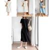 Luxurious Cotton Loose And Thin Dress For Women With Short Sleeves And Round Neck