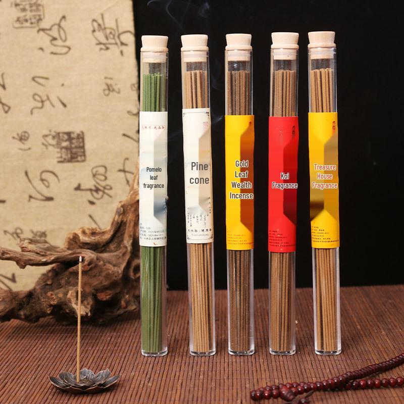 Pomelo Leaf & Pine Cone Incense Sticks: Golden Wealth Aromatherapy with Sandalwood & Agarwood Scent.