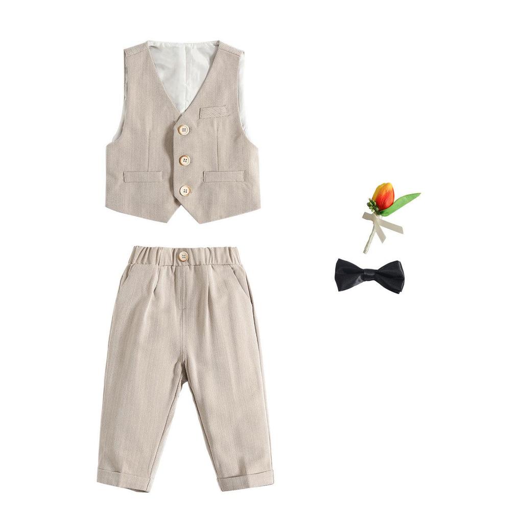 Jungen Dreiteiliger Festanzug mit Weste - Pageboy Geburtstagsoutfit