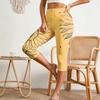 Women's Elastic Waist Casual Capri Pants Slim Fit Split Hem Stretchy Lightweight Bottoms for Everyday Wear and Outdoor Activities