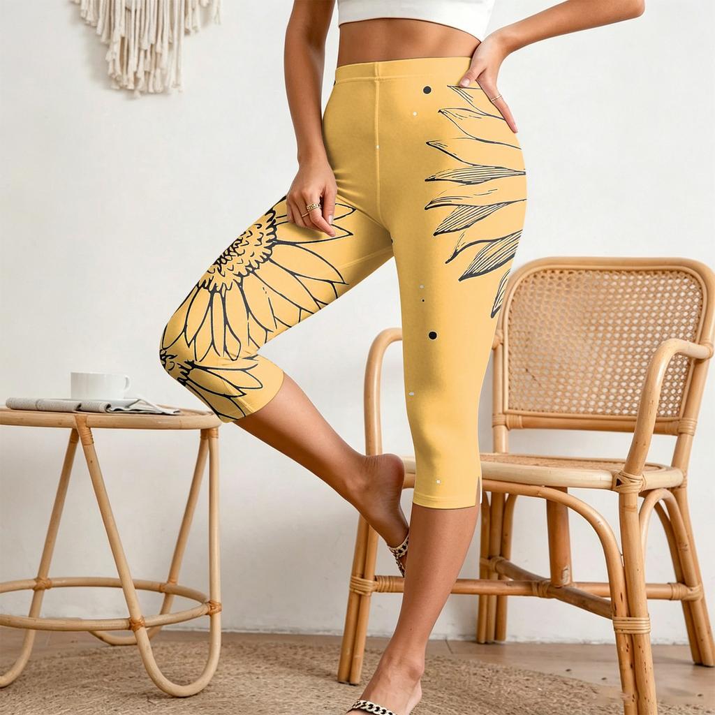 Women's Elastic Waist Casual Capri Pants Slim Fit Split Hem Stretchy Lightweight Bottoms for Everyday Wear and Outdoor Activities