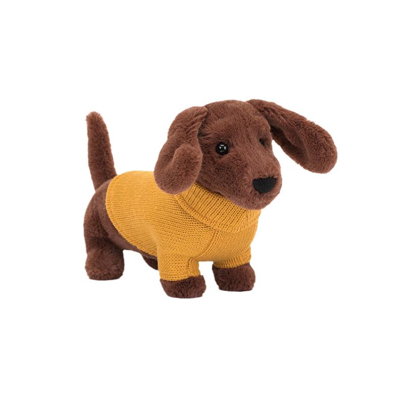 

JELLYCAT Dog Series Animal Sweater Sausage Dog Yellow Cute Doll Plush Doll 14cm High