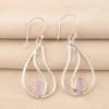 Oval Rose Chalcedony Gemstone Sterling Silver Artisan Birthday Dangling Earrings EE-139-15