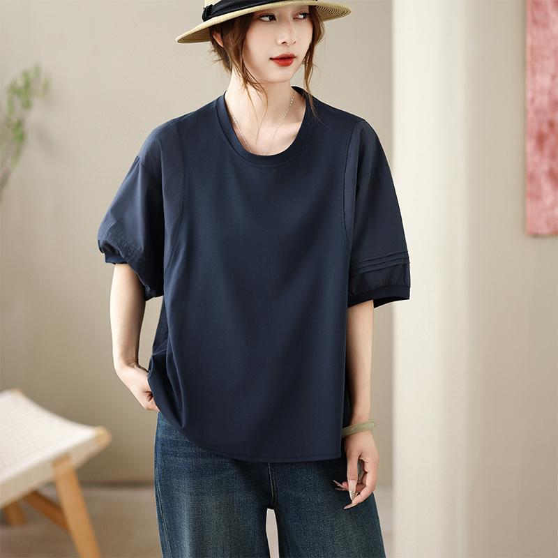 DIMANAF 2026 Plus Size Summer Women T-Shirts Casual Lady Tops Cotton Shirt Oversize Loose Tees Tunic