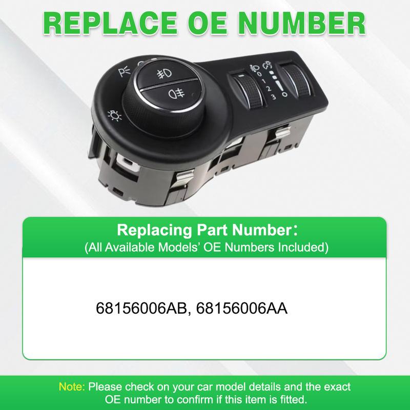 Headlight Switch With Fog Light 68156006AA 68156006AB For Jeep Cherokee Latitude, Limited 2014