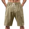 Men's Linen Solid Color Lace-up Sweatpants Men's Shorts Casual Pants