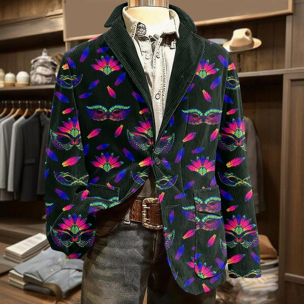 Herren Druck Kord Warm Taschen Anzugjacke Cardigan Herren Freizeitanzug