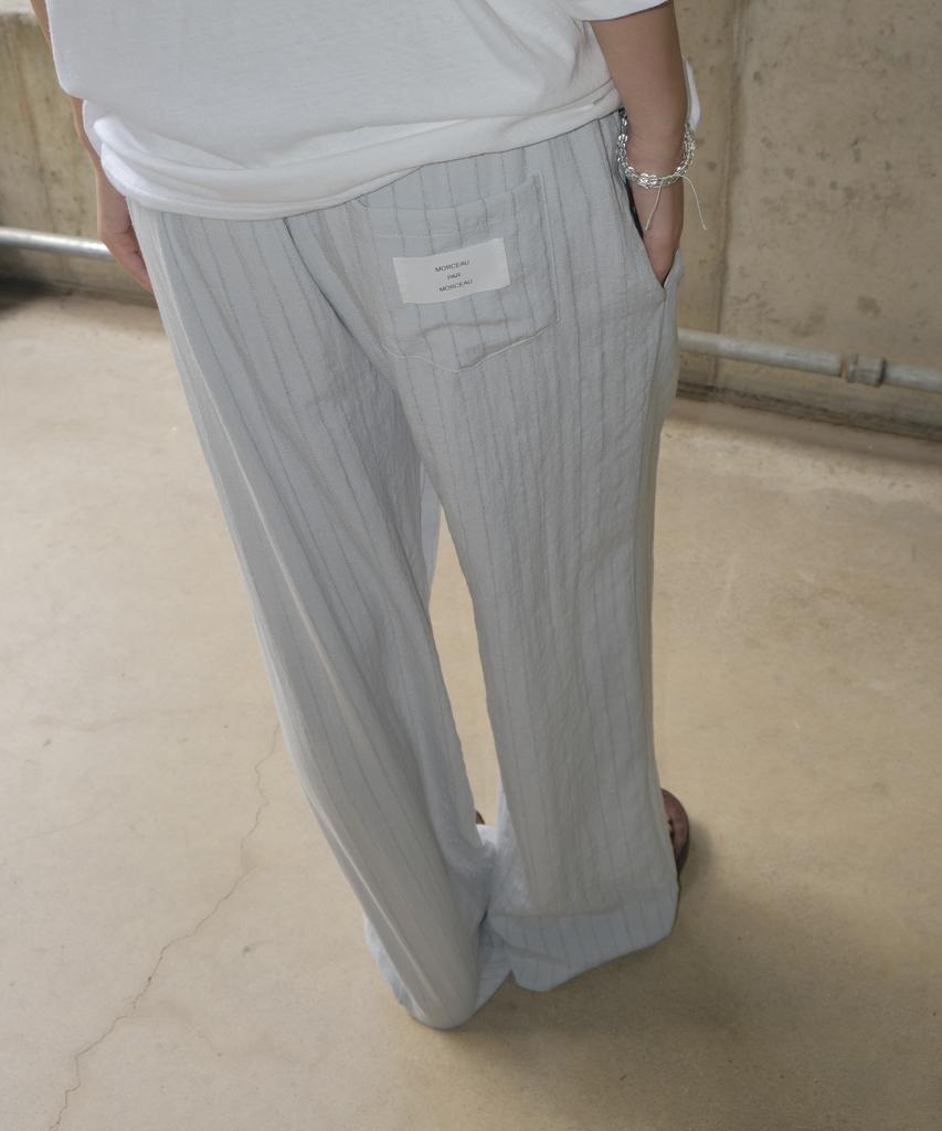 Mosyupamosyu Soft Stripe Elastic Pants [Light Blue]