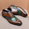 Luxury Mens Brogue Oxford Shoes Genuine Leather Lace Up Wedding Party Office Formal Shoes Handmade Wing Tip Mens Dress Shoes