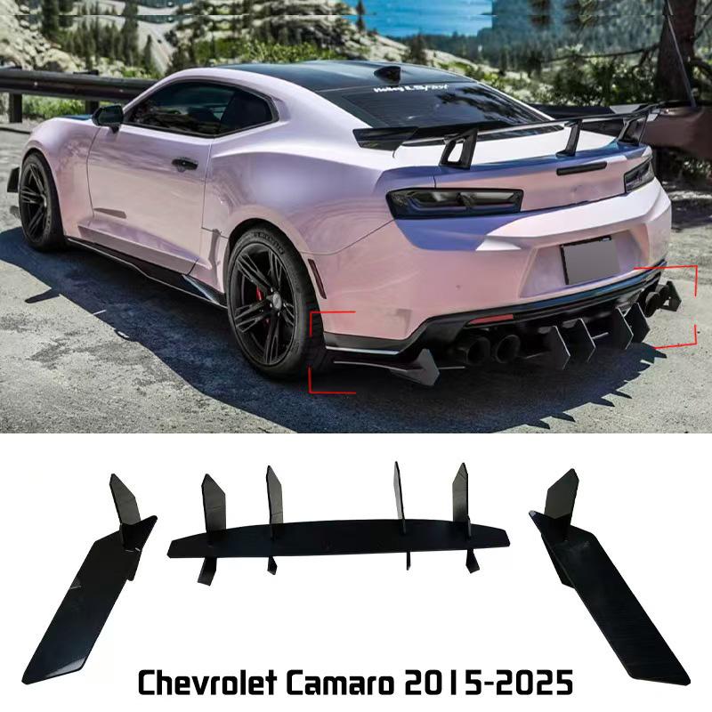 Adatto per Chevrolet Camaro C6 2015-2025 Paraurti Posteriore Spoiler Posteriore Lama del Vento Spoiler a Tre Sezioni Nero Lucido Kit Carrozzeria