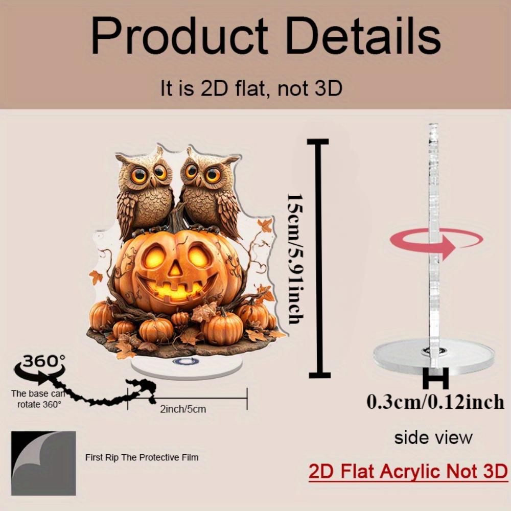 Owl with luminous jack-o-lantern, 2D flat acrylic, tabletop decoration, suitable for living room, office, party, Christmas, Halloween