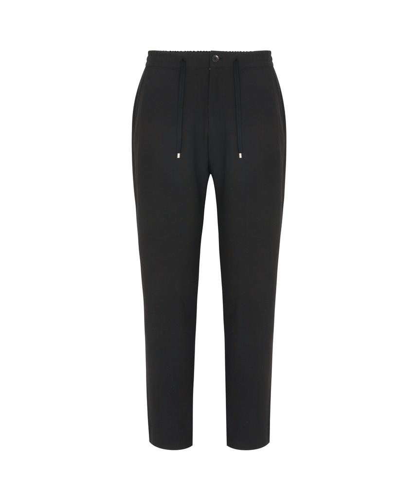 SOLEW Tapered Single-Pleat Elastic Pants_Black