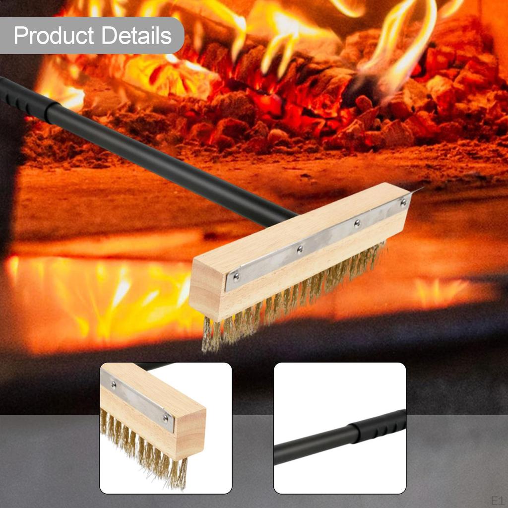 Long Pizza Oven Brush Aluminum Alloy Handle Grill Cleaner Barbecue Brushes for Campings