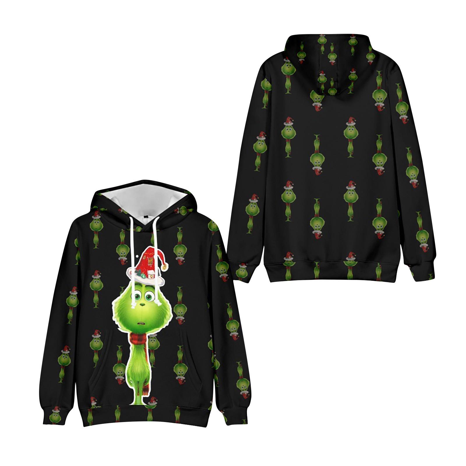 Рождественская зеленая 3D цифровая печать Повседневная толстовка с капюшоном Толстовка — фото 9