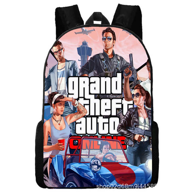 Grand Theft Auto Grand Theft Auto Peripheral Animation Backpack Men's and Women's School Bags