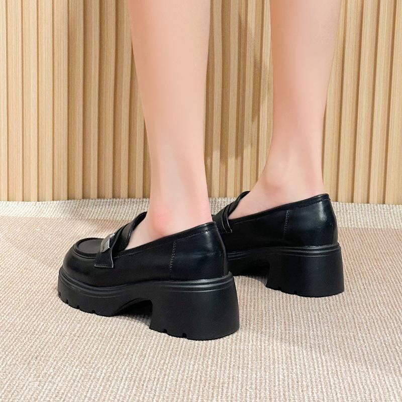 Spring and Summer New British Style Small Leather Shoes Round Head Muffin Bottom Soft Surface Soft Sole Single Shoes