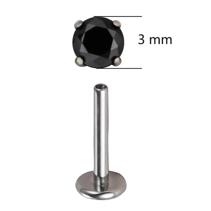 ASTM F136 Titanium PIERC Ear Lip Studs with circular CZ Top Labret Nose Stud Threaded Earrings Multi size Body Piercing Jewelry