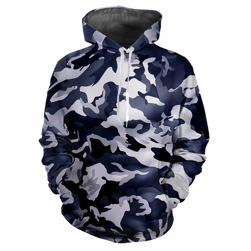 Jungle Camouflage Printed Hoodie Men Spring Autumn Street Sweatshirt Loose Casual Outdoor Sports Top Long Sleeve Hoodies