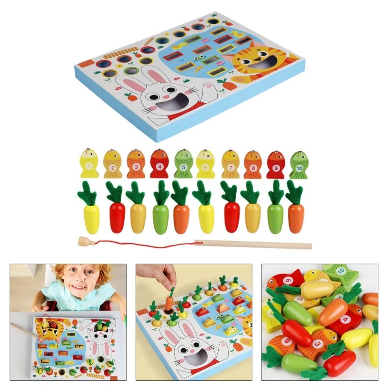 Early Learning Puzzle Toy For Kids Interactive Fishing And Carrot Harvesting Activity Toy for Hand Eye Coordination