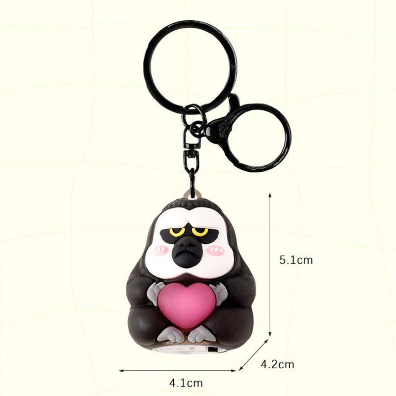 Chaveiro de Macaco Fofo de Desenho Animado Lâmpada de Coração de Animal Criativa Chaveiro Para Mulheres Meninas Acessórios de Decoração de Mochila Kawaii Presentes