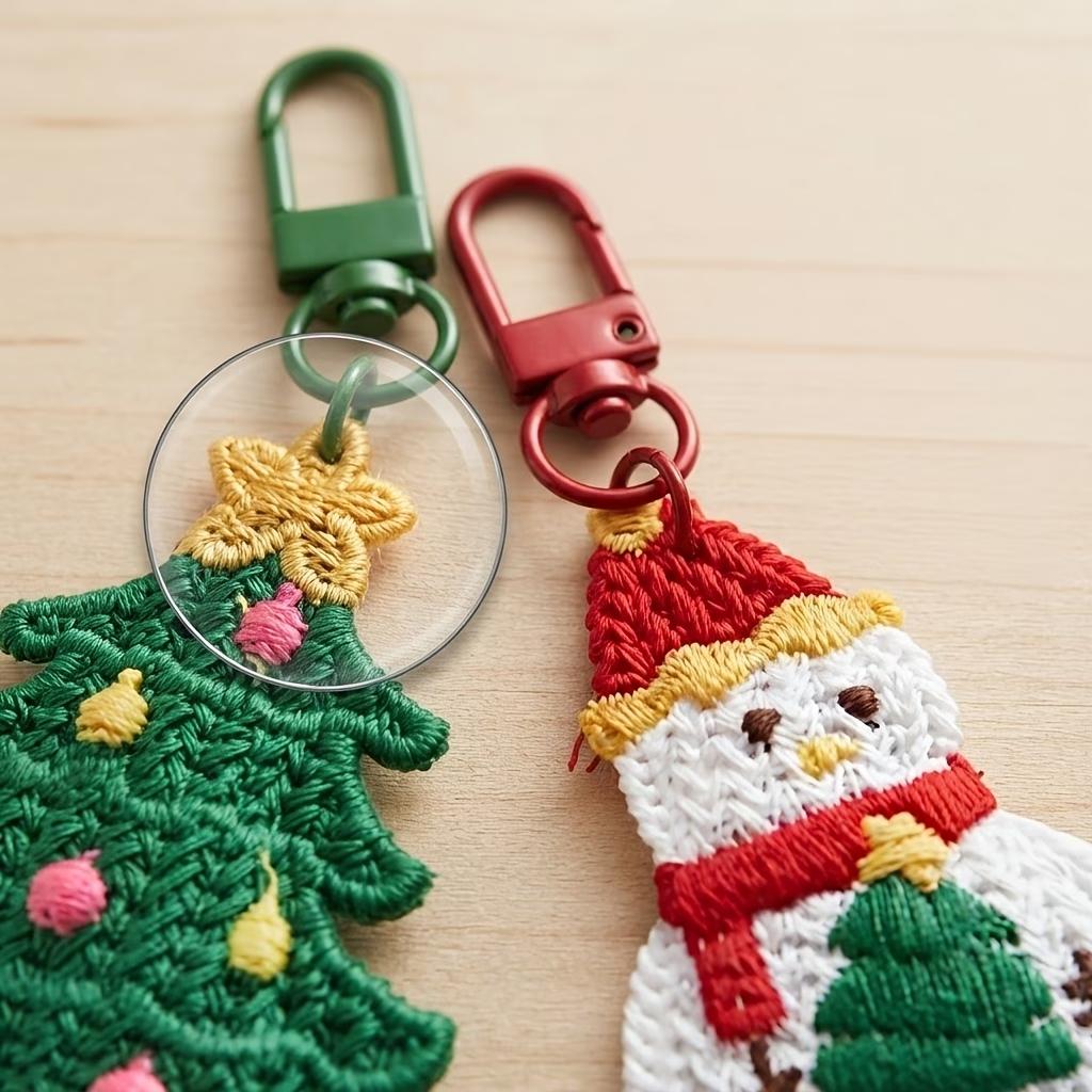 Christmas Keychain Set Cute Knit Stocking Bag Charms Holiday Gift Tags Purse Accessories Stocking Stuffers for Women Girls