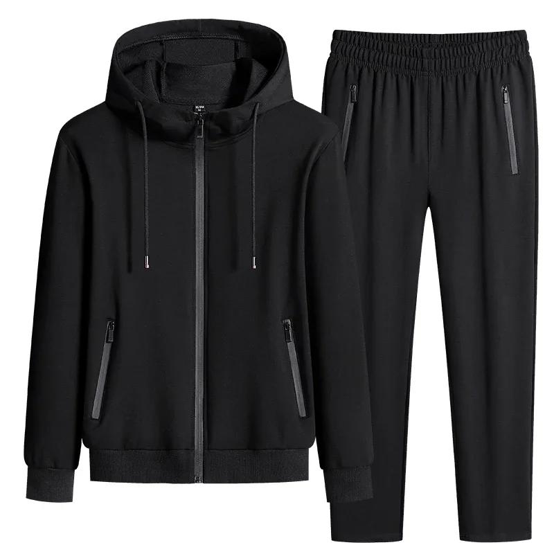 Plus Size Tracksuits Men Sportswear Sets Spring Autumn Clothing Hooded Pants Suit Male 2 Pieces Sweatshirt + Sweatpants 6XL