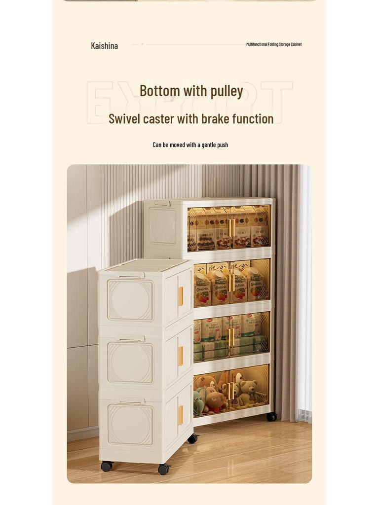 Multi-layer Folding Plastic Storage Cabinet: Shoe, Toy, and Medicine Organizer for Living Room