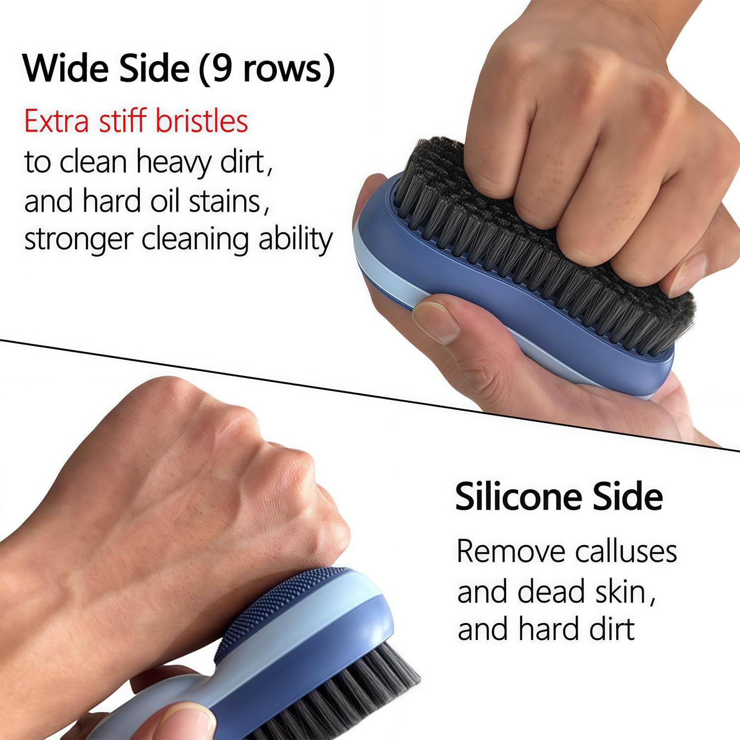 Heavy Duty Nail Brush for Cleaning Fingernails Two Sided Fingernail Scrub Brush Scrubber Stiff Bristles Mechanical Brush for Hand and Under Nails