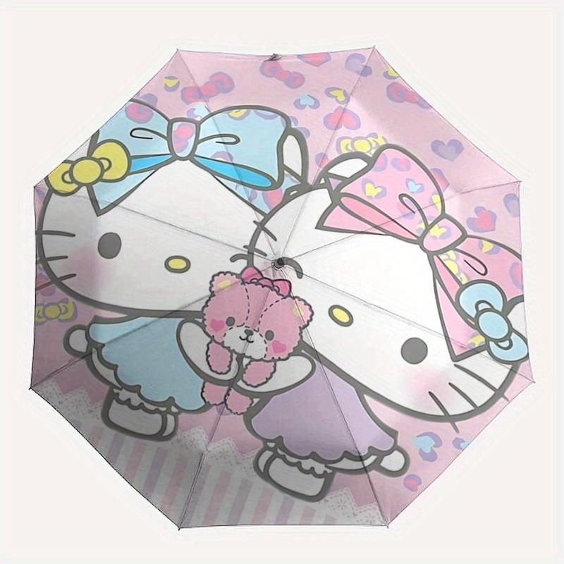 Hello Kitty, Pastel Automatic Opening and Closing Folding Umbrella with 8 Rib Frame and Compact Travel Design, Perfect for All Occasions | S