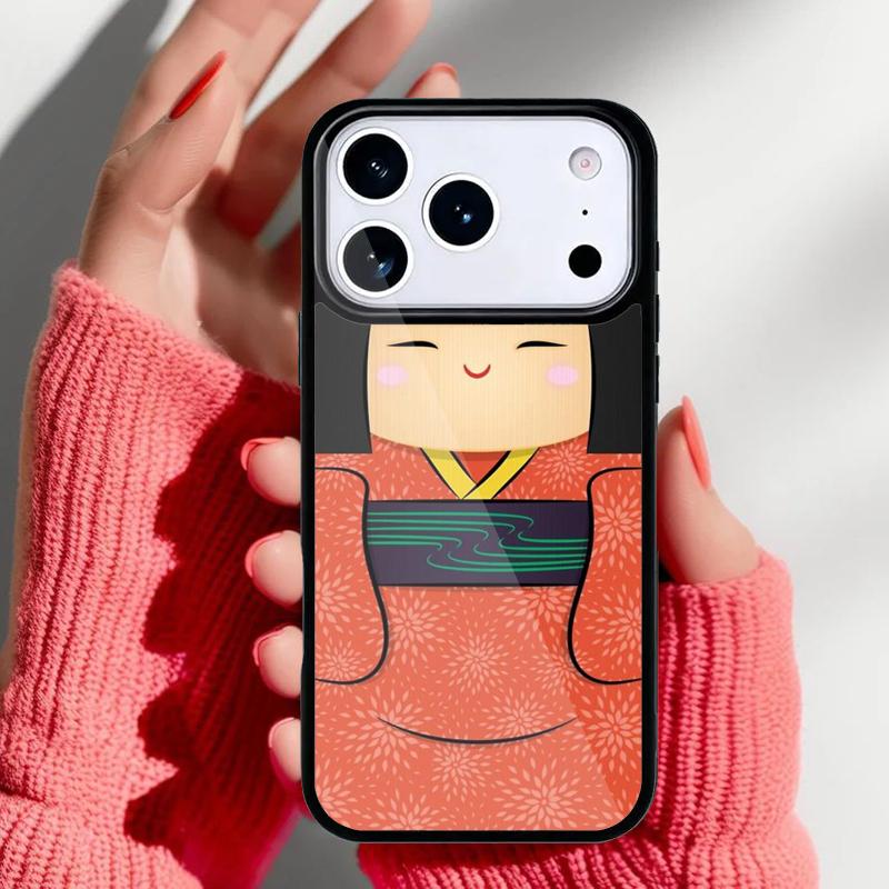 

Милый японский телефонный чехол-кукла Кокеши для iPhone 17 16 15 14 13 Pro Max Задняя крышка для 12 11 Pro Coque iPhone 15