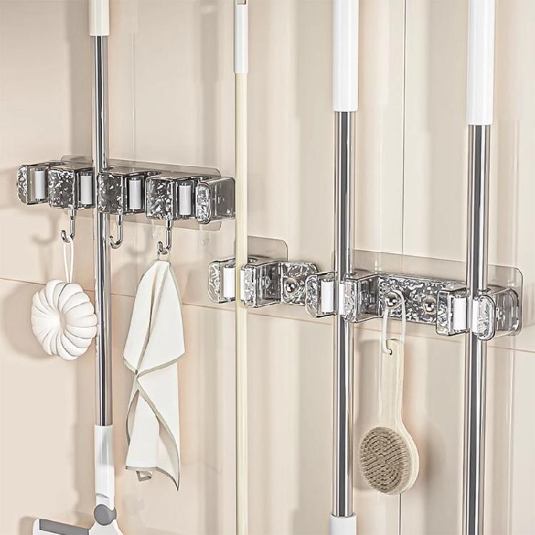 Wall Mount Broom Grippers Mop and Broom Holder Self Adhesive No Drilling Broom Hanger Hook for Kichen Home and Garden