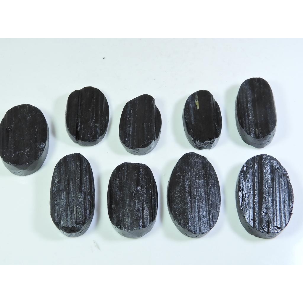 488Cts.Natural Black Tourmaline Oval Shape Cabochon Loose Gemstone 09Pcs Lot C-353