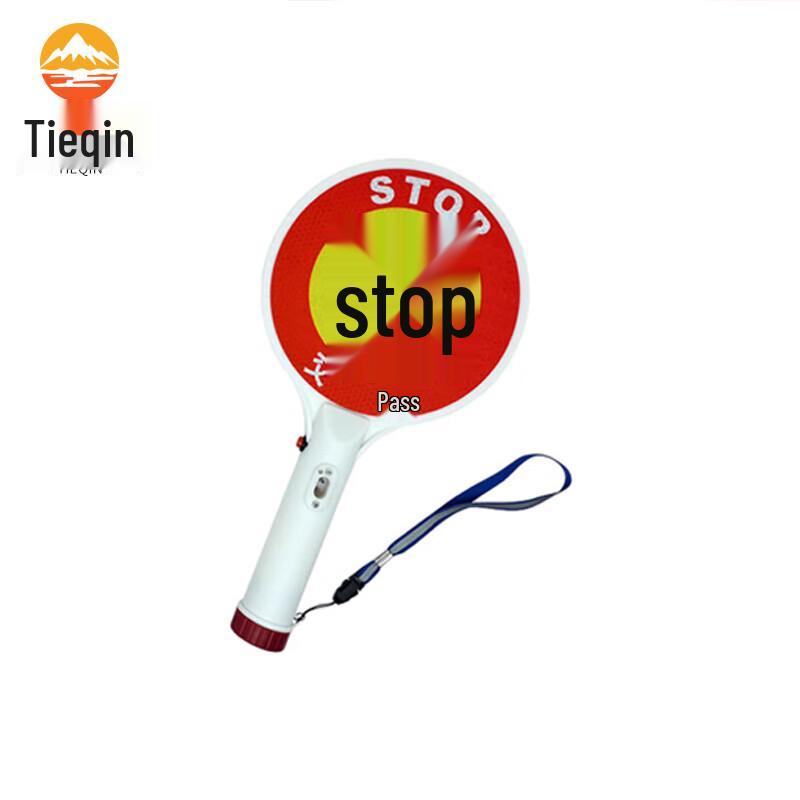 Tieqin Handheld Stop Sign with Flashing Warning Light