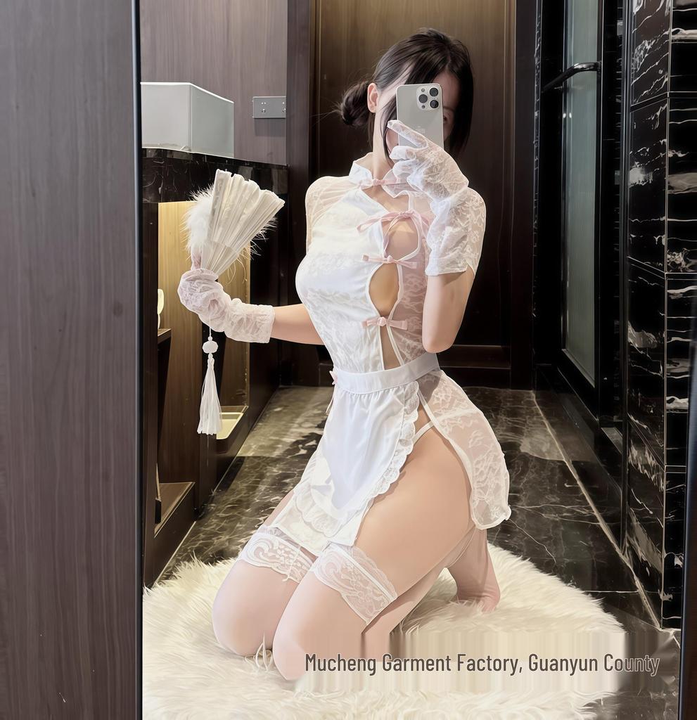 Sexy Chinese Style Sheer Maid Cheongsam Nightgown