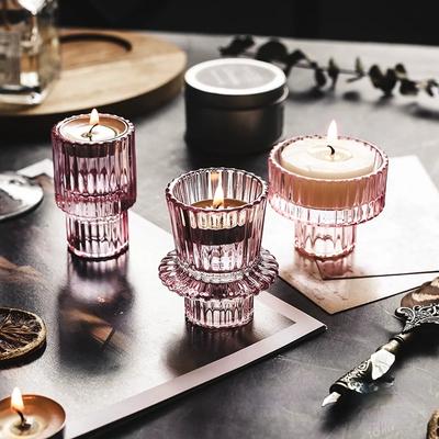 Nordischer Mini Glas Kerzenständer Europäische Tafelkerzenhalter Tischkerzenständer Kleiner Teelichthalter Heimdekoration