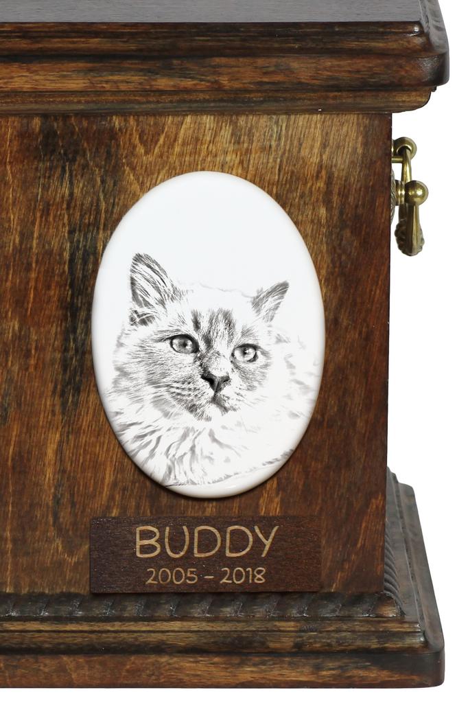 Birman - commemorative plaque with a cat photo, tombstone with a print, personalized oval plaque from the Art-Dog brand