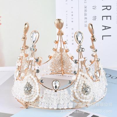 Corona di Cristallo di Pizzo Regina Grande Ornamento Decorativo per Torta Corona Regina Perla Ornamento Bambini Adulti