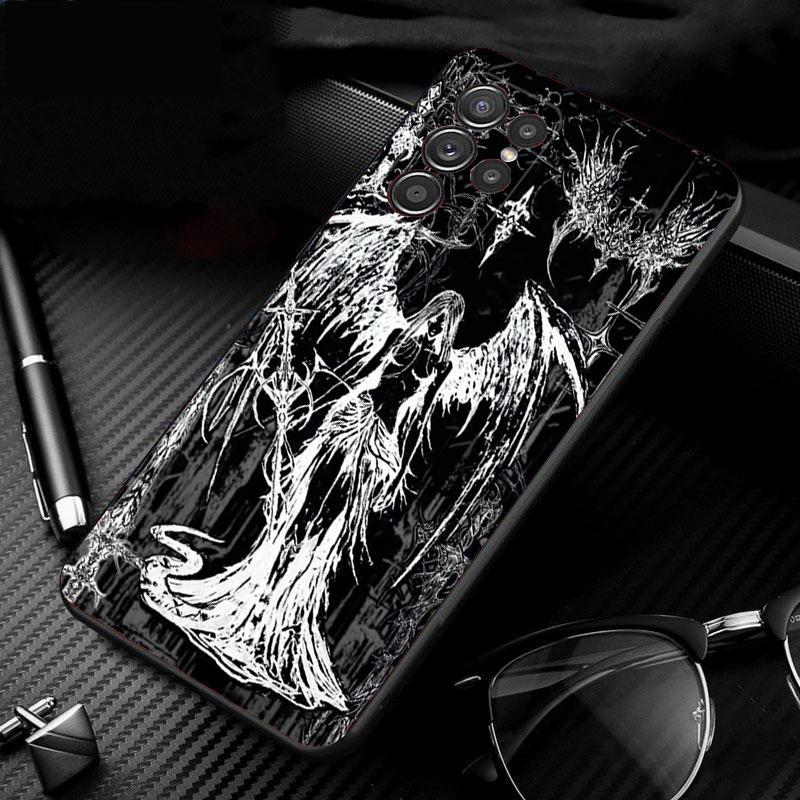Phone Case For Samsung Galaxy S26 S25 S24 S23 S22 Ultra S23 S22 S25 Plus S24FE S23FE S26Edge Black Angel Death Demon
