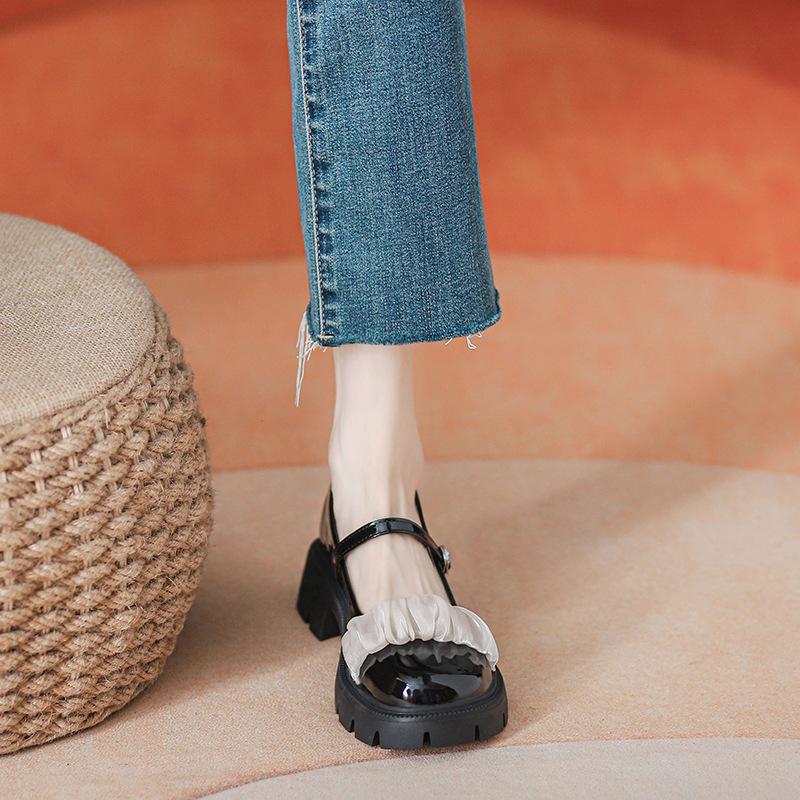 Genuine leather flat for Huizhou women's shoes grape mother same small leather shoes autumn and winter new black versatile loafers